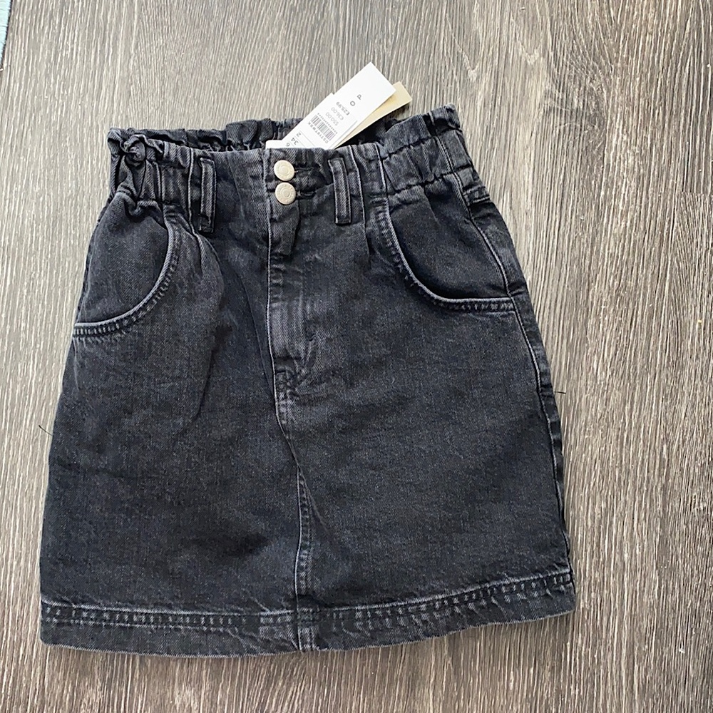 Topshop Paperbag Waist Denim Miniskirt NEW w tags